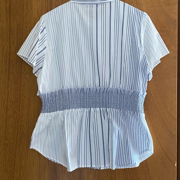 Donna Karan Women's Blue Stripe Top size L - Picture 5 of 8